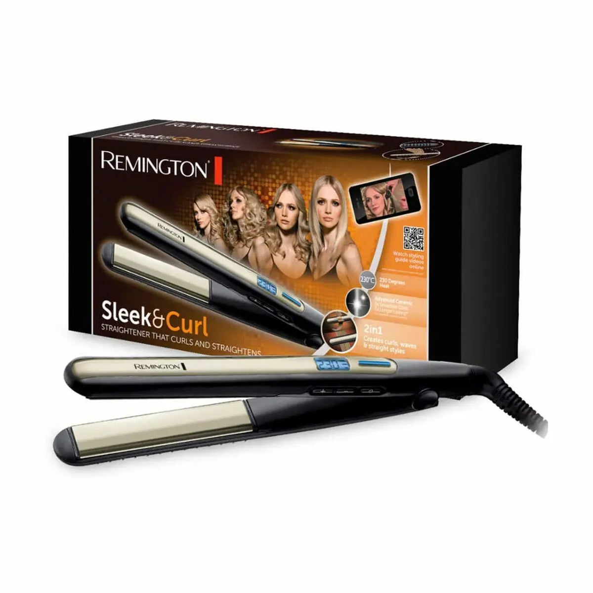 Lisseur à cheveux Remington Sleek & Curl Noir 110 mm 150°C - 230°C Bigbuy